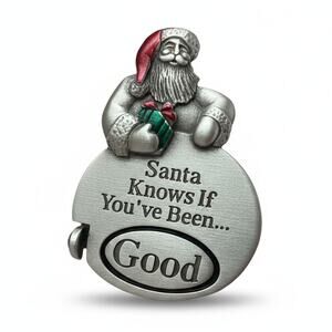 Spoontiques Christmas Brooch Pin Santa Good Bad Spinner Holiday Festive Novelty